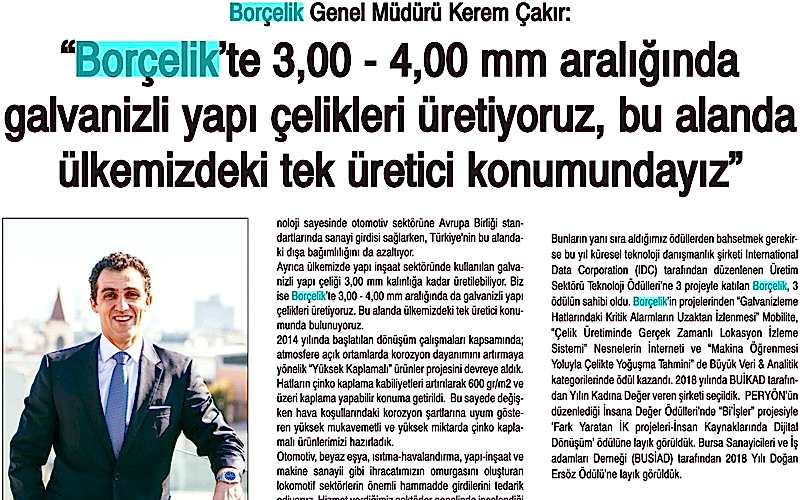 Borçelik’te 3,00 – 4,00 Aralığında Galvanizli Yapı Çelikleri Üretiyoruz